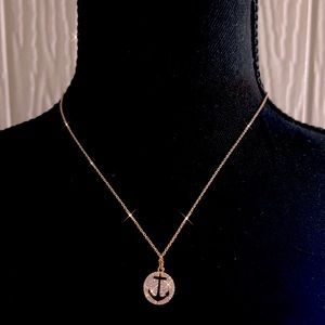 18K Gold plated Diamond accent Anchor pendant necklace
